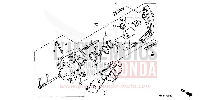 VORDERRAD-BREMSSATTEL (1) von CB1300 Super Bold'or ABS PROCYON RED METALLIC (R203) von 1996